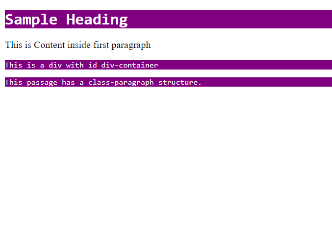 CSS Group Selector Example Output